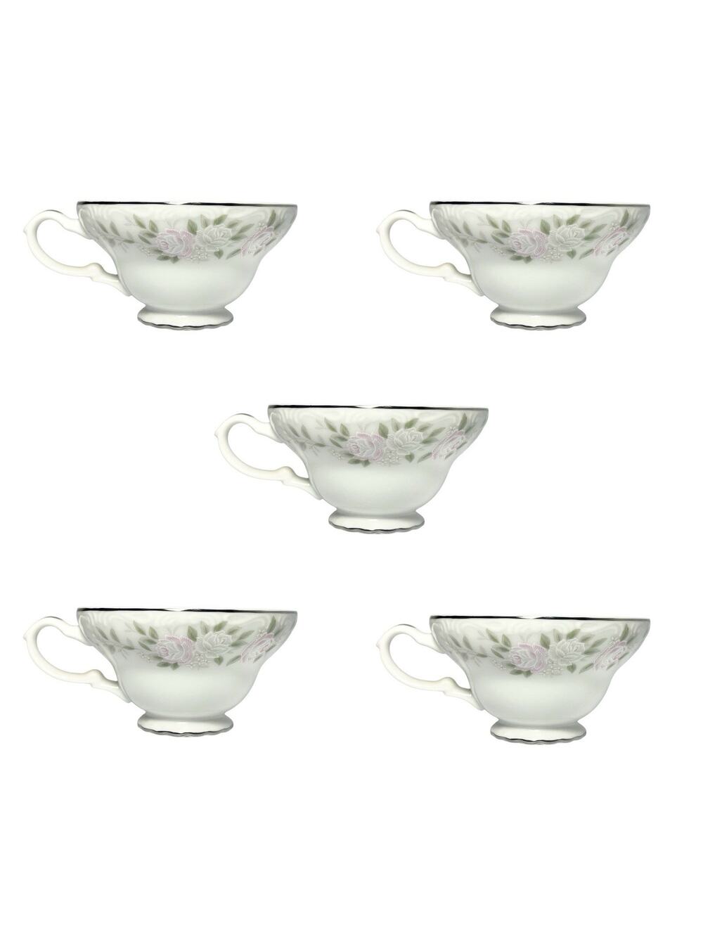 Sheffield “Classic, 501” Set of 5 Bone China Tea Cups (No Saucers) 2 1/4” 8oz